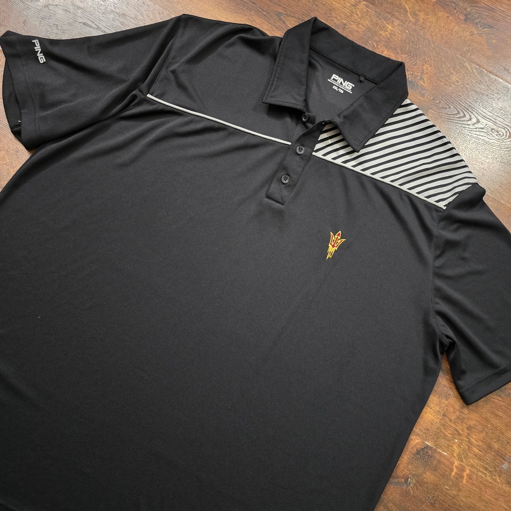PING Arizona State University ASU Sun Devils Golf Polo Shirt Mens XXL Black PING
